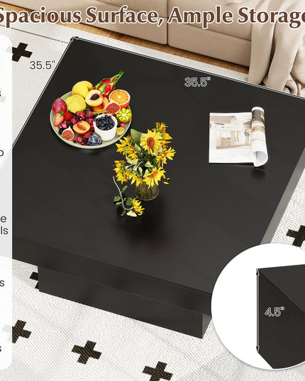 Giantex Table basse carrée à LED avec télécommande