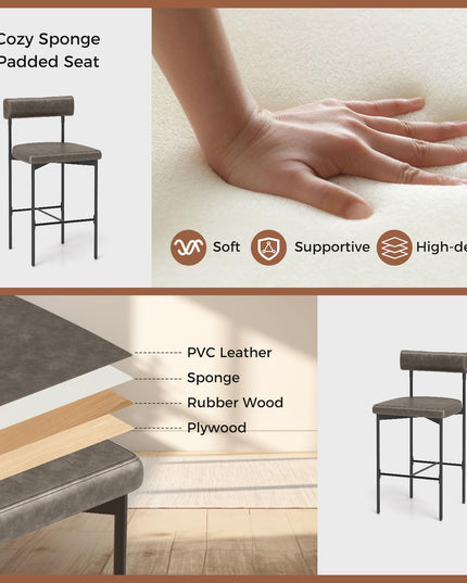 Giantex Counter Height Bar Stools, 26 Inch Upholstered Bar Chairs with Back