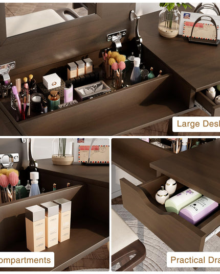 CHARMAID Vanity Table with Flip Top Mirror, 48'' Home Office Computer Desk