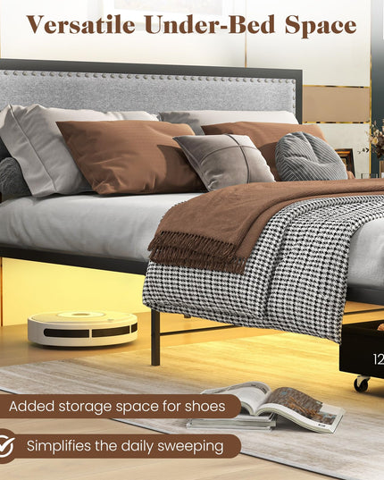 Giantex Bed Frame with LED Lights and 2 Storage Drawers