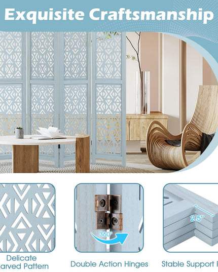 Giantex Room Divider 4/6 Panels - Boho Room Dividers with Carved Cutout Pattern & Solid Wood Frame, Fully Assembled