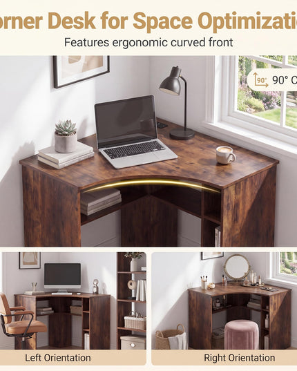 Giantex Corner Desk with Charging Station