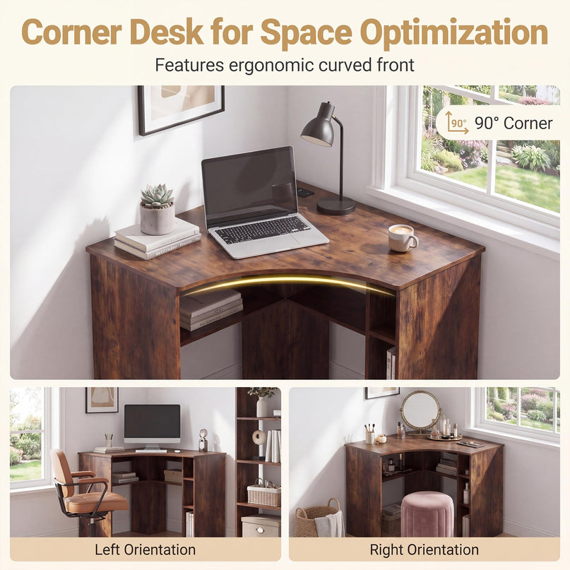 Giantex Corner Desk with Charging Station