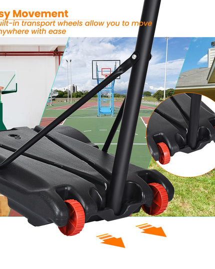 Portable Basketball Hoop w/Wheels, Height Adjustable Basketball Stand