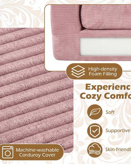 Giantex 2-Seater Floor Couch | Loveseat Foam Sofa with Removable Corduroy Cover