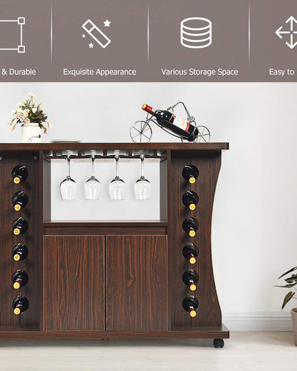 Buffet Server, Rolling Sideboard, Wood Credenza, Console Table