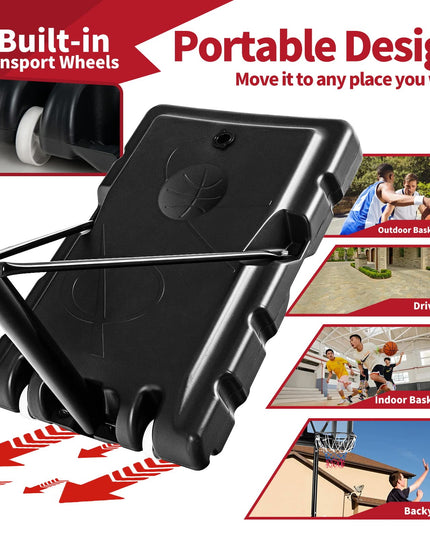 Giantex Portable Basketball Hoop Outdoor - 4.25-10ft Height Adjustable Basketball Goal System w/ 43.5" Backboard, Sandbag