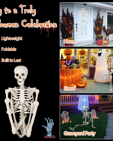 Giantex 5.4 FT Halloween Life Size Skeleton with Movable Joints