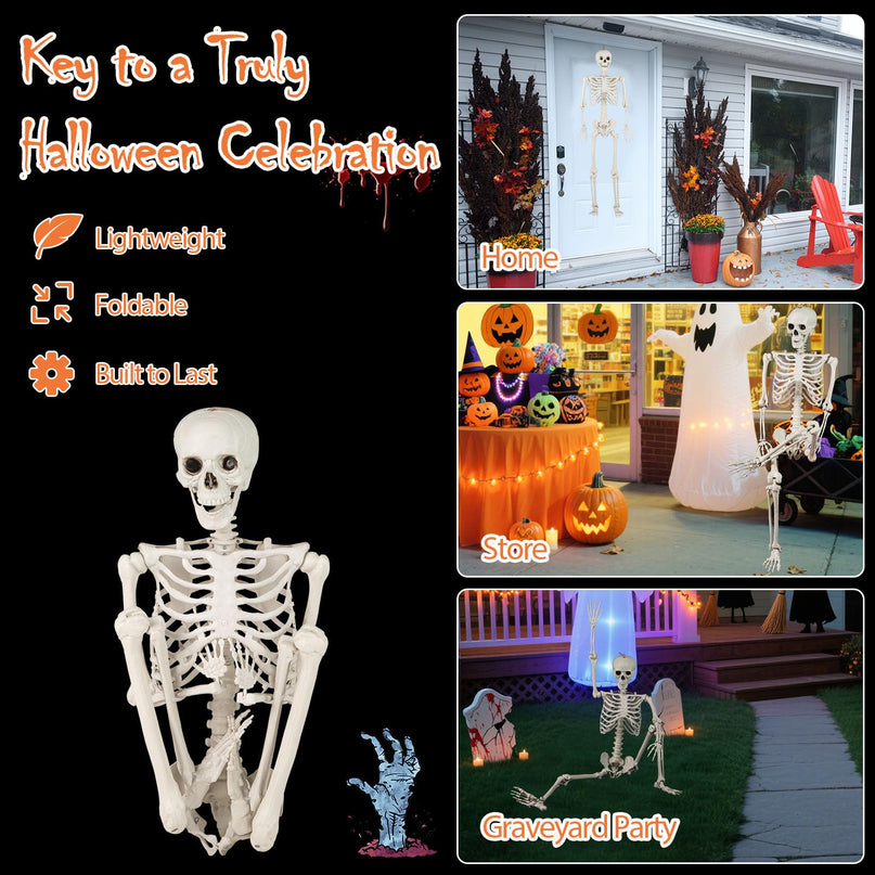 Giantex 5.4 FT Halloween Life Size Skeleton with Movable Joints