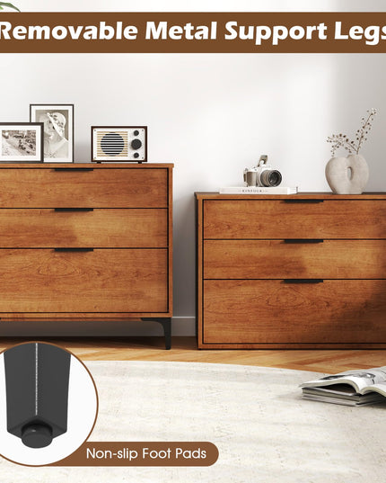 Giantex Dresser for Bedroom, Mid-Century Modern Storage Cabinet with Anti-Tip Kit, Multipurpose Clothes Organizer