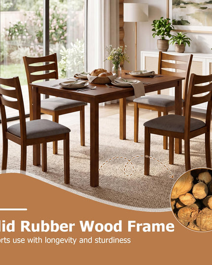 Giantex Rectangular Kitchen Table Set w/ 4 Upholstered Chairs for 4