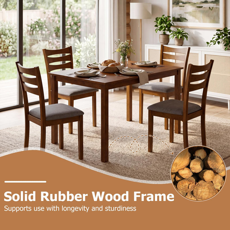 Giantex Rectangular Kitchen Table Set w/ 4 Upholstered Chairs for 4