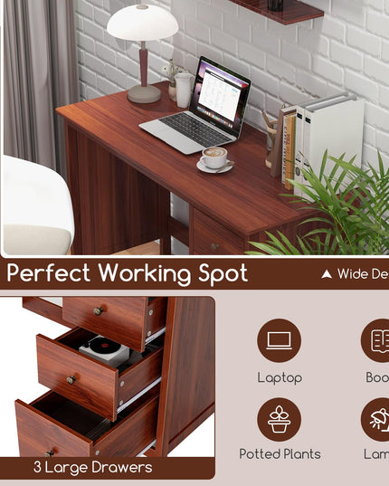 Giantex Computer Desk with 3 Storage Drawers