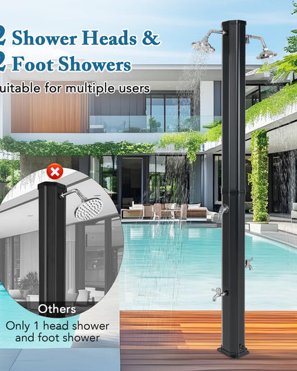 Giantex 9.3 Gallon Outdoor Shower, Solar Shower with Dual 360°Rotating Shower Heads, 2 Foot Showers