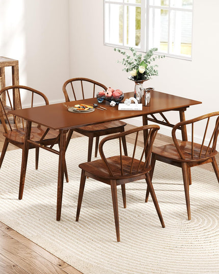 Giantex Wooden Dining Chairs Set of 2/4, Windsor Kitchen Chairs w/High Spindle Back & Rubber Wood Legs