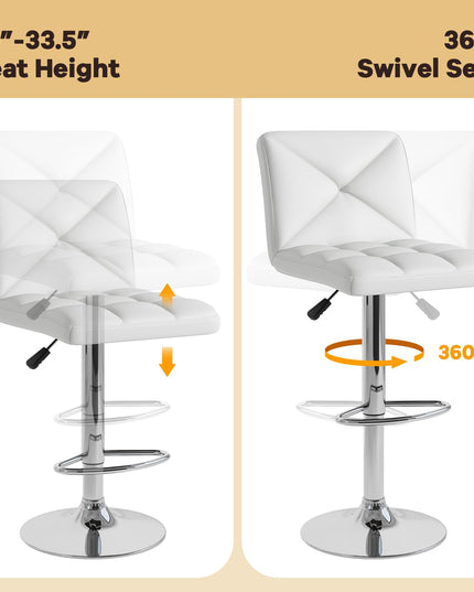 Giantex Bar Stools Set of 2/4, Modern PU Leather Swivel Counter Height Bar Stools with Back