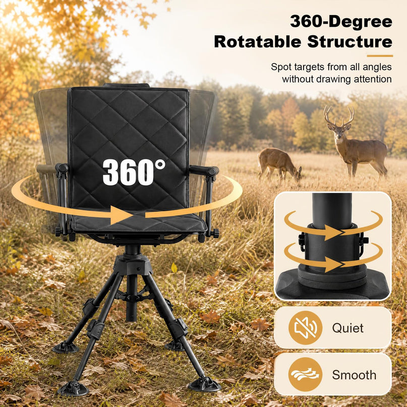 GIANTEX Portable Swivel Hunting Chair w/ 5-Level Adjustable Height