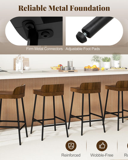 Giantex 24.5'' Bar Stool, Counter Height Bar Stools with Low Back & Footrest