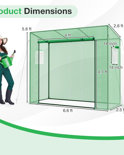 Giantex Walk-in Greenhouse, 4 Ground Stakes & Ropes, Outdoor Portable Mini Greenhouse w/ PE Cover