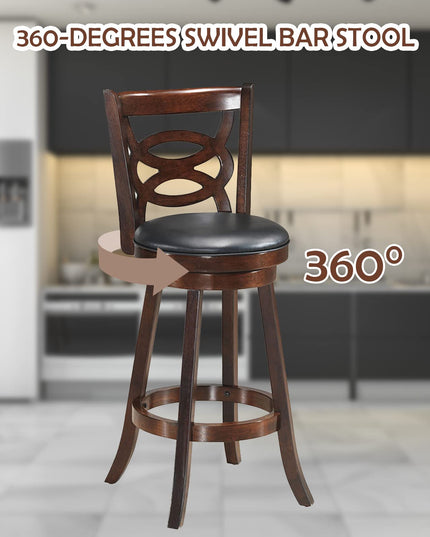 Giantex Bar Stools, Counter Height Dining Chair, Fabric Upholstered 360 Degree Swivel