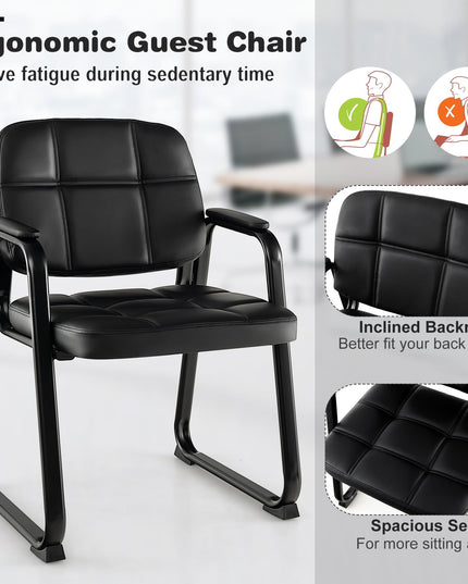 Giantex Waiting Room Chairs, Reception Guest Chair with Padded Armrests, Metal Frame & Sled Base