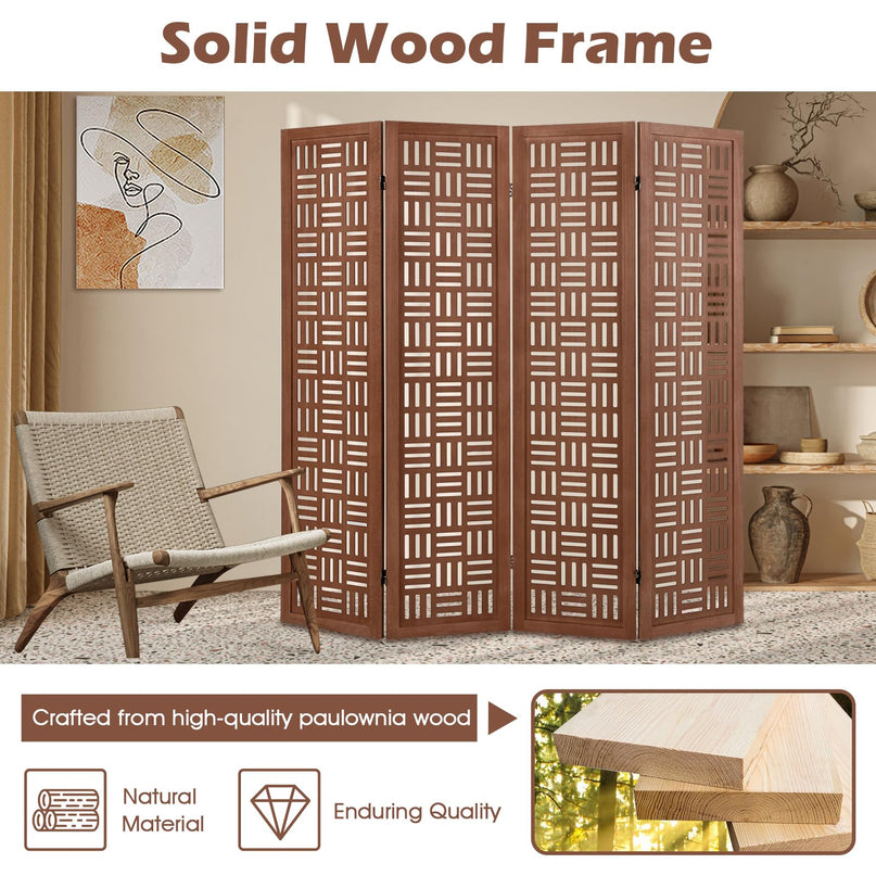 Giantex Room Divider - Folding Room Dividers with Carved Cutout Pattern & Solid Wood Frame