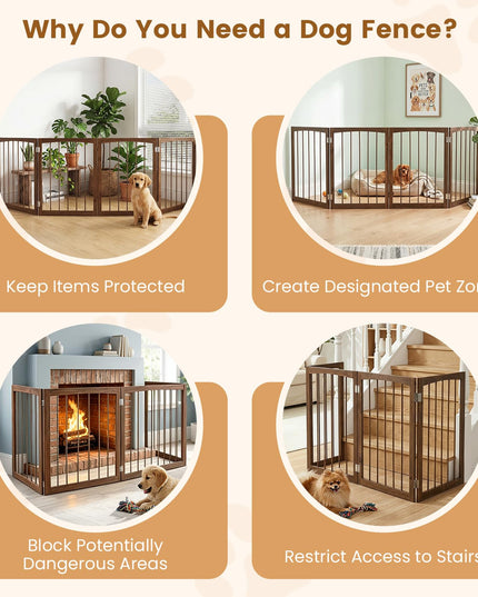 Giantex Freestanding Foldable Dog Gate Indoor 211cm W x 76cm H Extra Wide