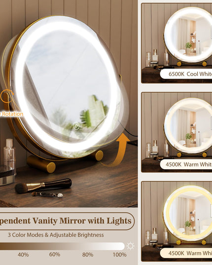 Coiffeuse avec miroir lumineux LED et station de recharge