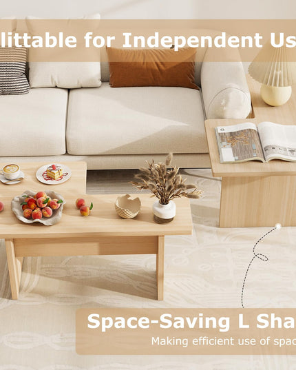 Giantex L Shaped Coffee Table Set of 2 for Small Spaces Apartment