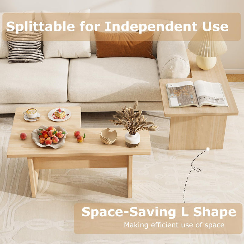 Giantex L Shaped Coffee Table Set of 2 for Small Spaces Apartment