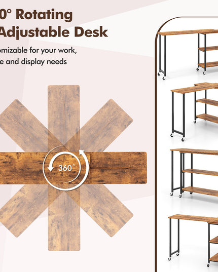 Giantex Patented Mobile End Table with 2-Tier Storage Shelves