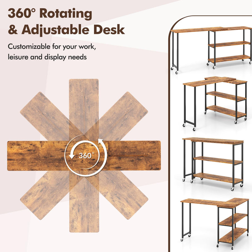 Giantex Patented Mobile End Table with 2-Tier Storage Shelves