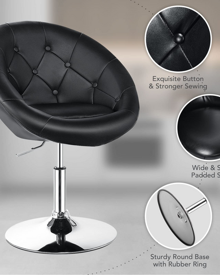 Giantex Swivel Round Tufted Vanity Chair, Set of 2 Height Adjustable