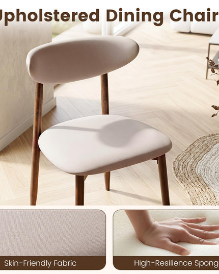 Giantex Wooden Dining Chairs Set of 2/4 with Curved Back & Fabric Padded Seat