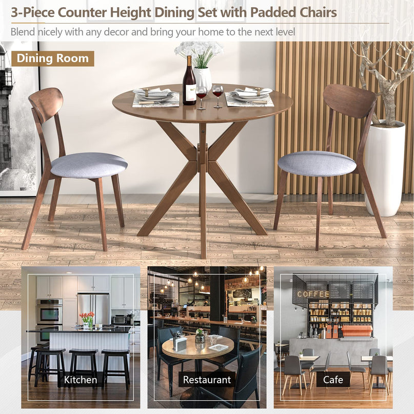 3 Piece Dining Table and Chair Set - Giantex