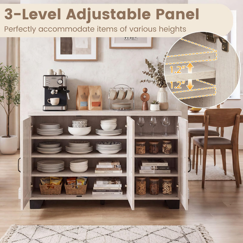 Giantex 45" Farmhouse Sideboard Buffet Cabinet with 3 Doors