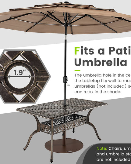 Giantex Patio Dining Table, Cast Aluminum Outdoor Table for 6 or 8 Persons, Heavy-Duty Structure