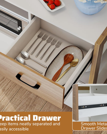 Giantex Sideboard Buffet Cabinet with Pull-Out Shelf Modern Kitchen Buffet Table