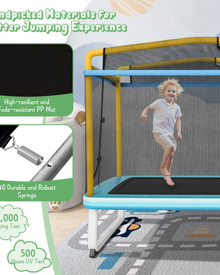 Giantex 6Ft Kids Trampoline with Swing and Horizontal Bar