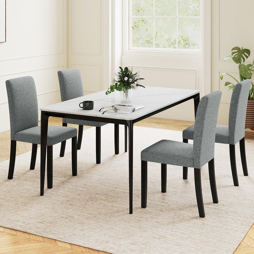 Giantex Upholstered Dining Chairs Set of 2/4 w/Rubber Wood Legs