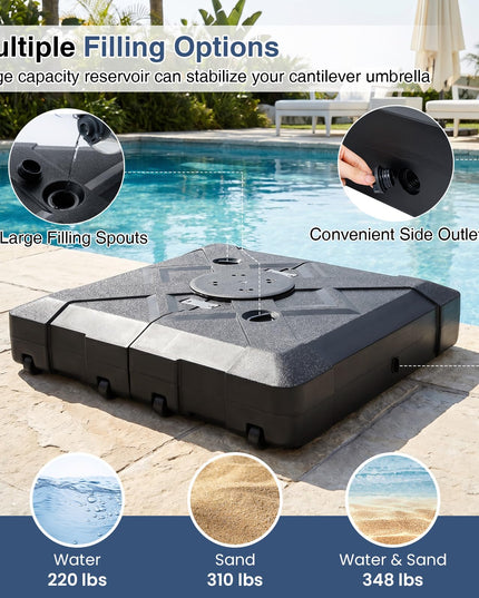 Giantex Rolling Cantilever Umbrella Base | 348 lbs Fillable Offset Patio Umbrella Holder