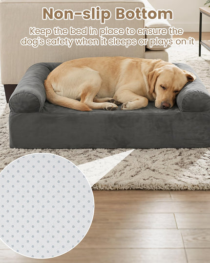 Giantex 40 inch Reversible Memory Foam Dog Sofa Bed with 3-Sided Bolsters
