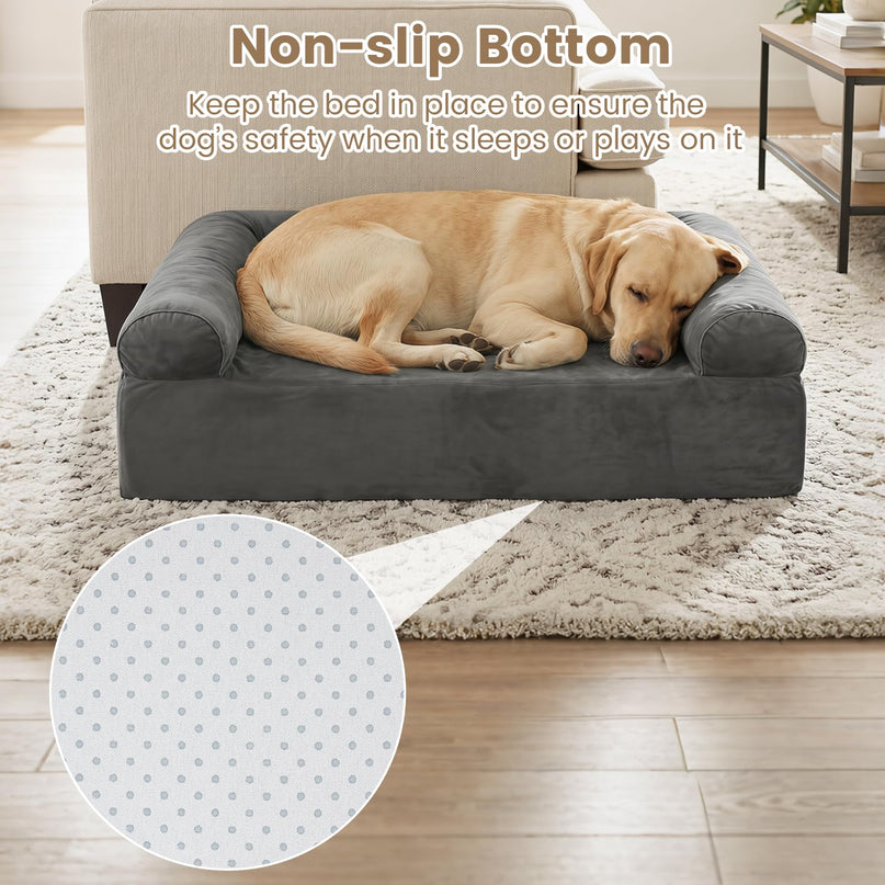 Giantex 40 inch Reversible Memory Foam Dog Sofa Bed with 3-Sided Bolsters