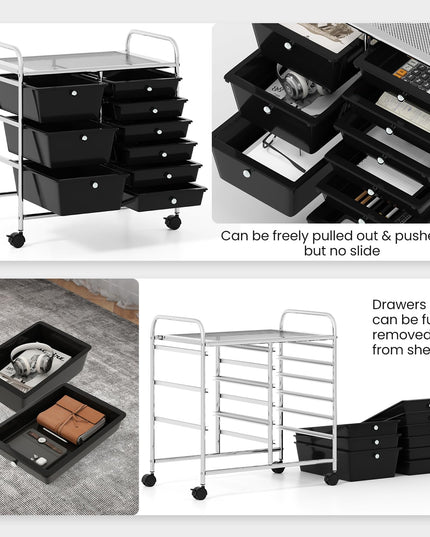 Giantex 9 Drawers Rolling Cart, Classroom Organizers, Storage Cart with Wheels