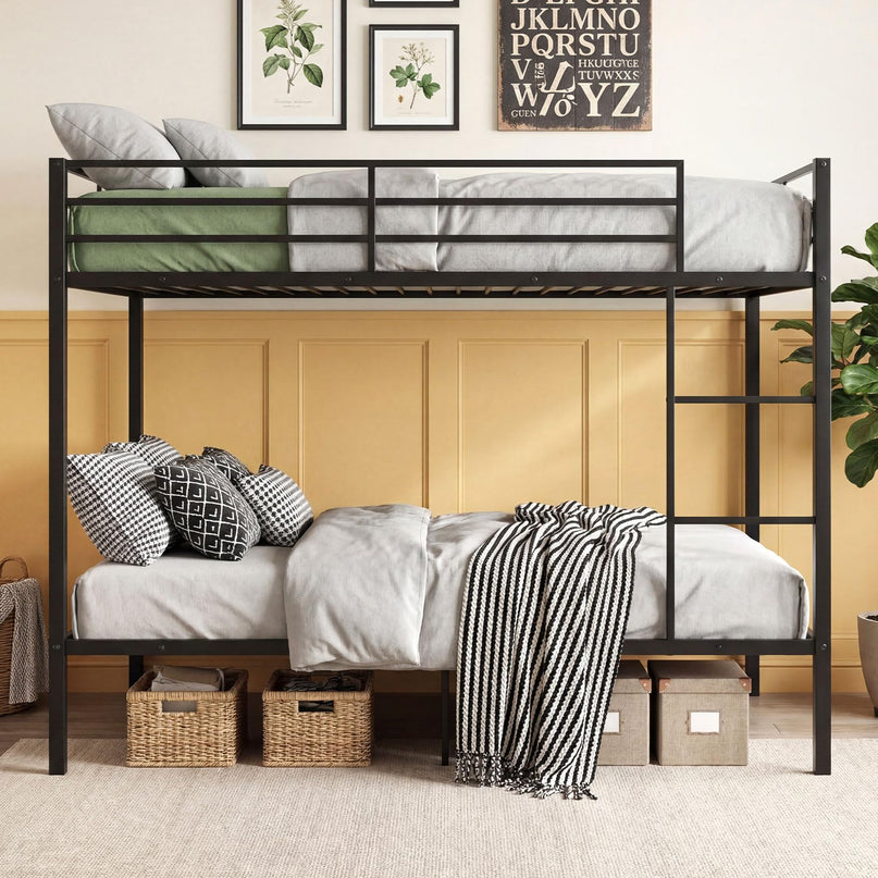 Giantex Metal Bunk Bed Full Over Full | Heavy-Duty Bunk Bed Frame with Full Length Safety Guardrail