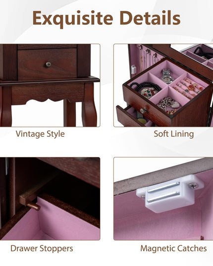 Giantex Standing Jewelry Armoire Cabinet with 4 Drawers