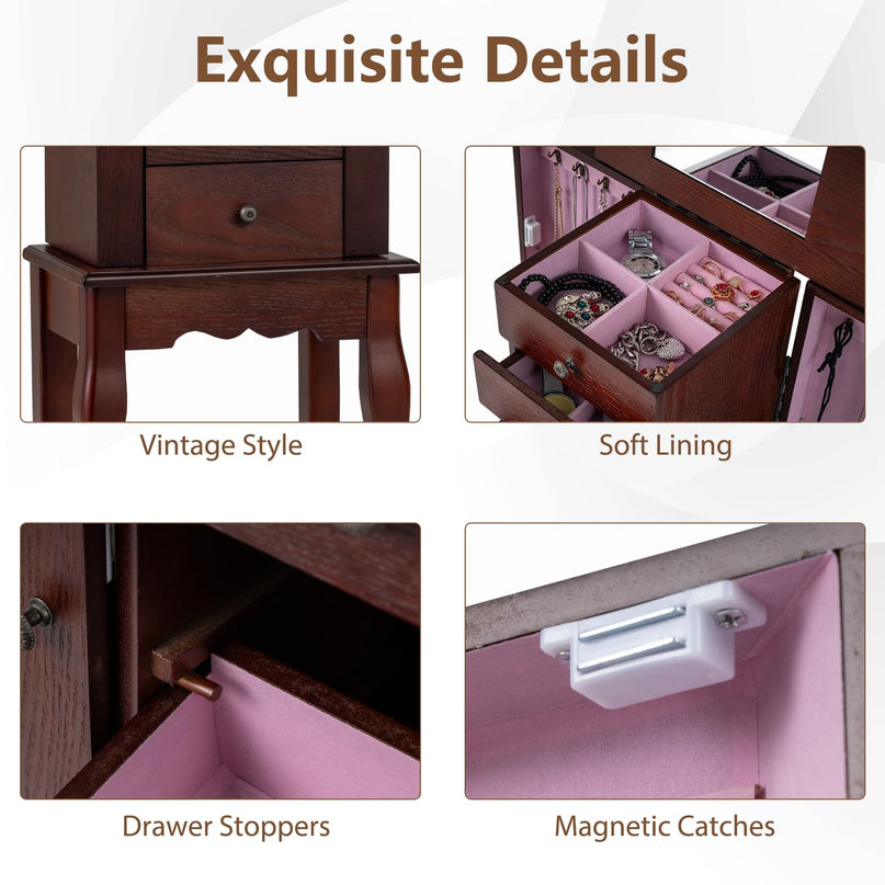 Giantex Standing Jewelry Armoire Cabinet with 4 Drawers