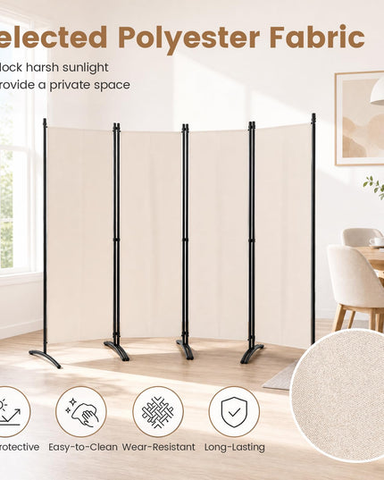 Giantex 4 Panel Room Divider, 5.6Ft Folding Screen, Home Office Freestanding Tall Partition