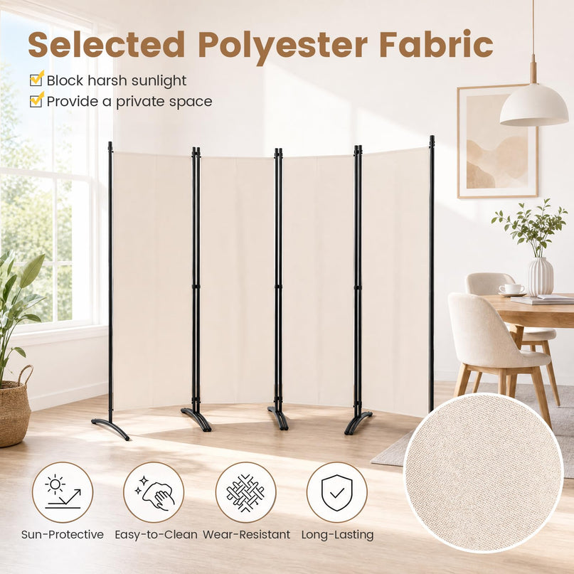 Giantex 4 Panel Room Divider, 5.6Ft Folding Screen, Home Office Freestanding Tall Partition