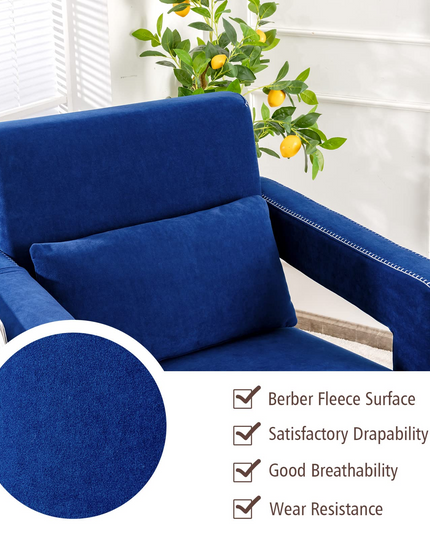 Giantex Modern Accent Chair with Ottoman, Soft Berber Fleece Armchair Single Sofa and Footstool Set w/Waist Pillow